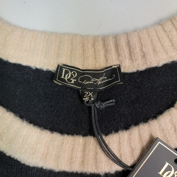 dg2 by diane gilman Cozy Knit Sweater Black And Cream Size 2X - Picture 5 of 7